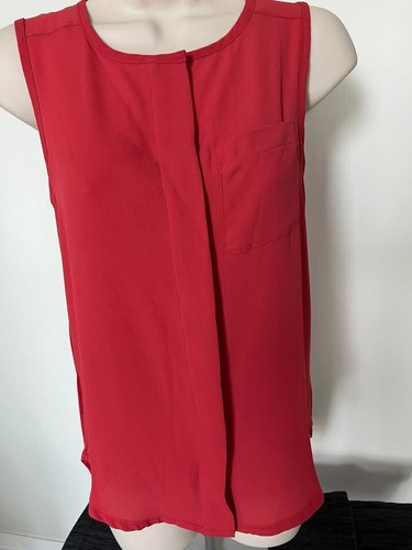 LOFT Red Sleeveless Mixed Media Blouse XS Petite BNWT - photo 5