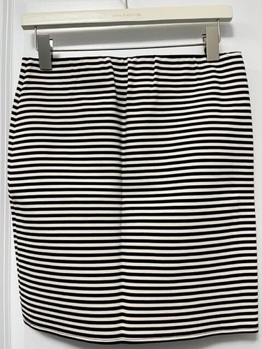 LOFT Black White Striped Pencil Skirt Small S BNWT Stretch