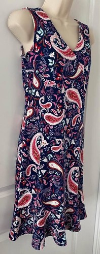 Talbots Womens SP Paisley Print Cotton V Neck A-Line Dress - photo 3