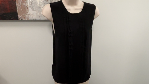 LOFT Black Ruffle Front Shell Small S BNWT - photo 2