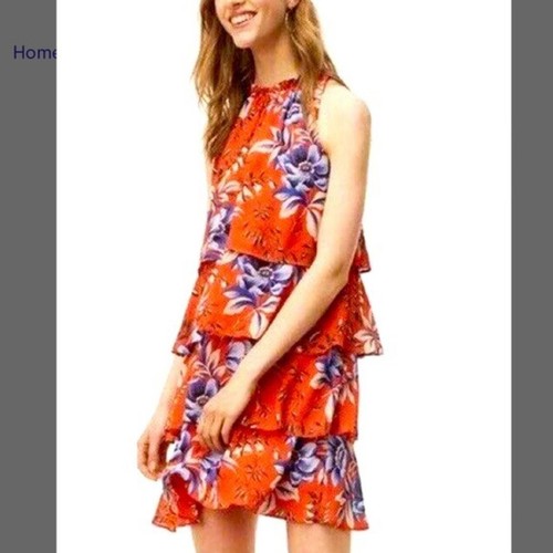 LOFT Floral Dress Small Petite SP NWT Orange Blue Halter