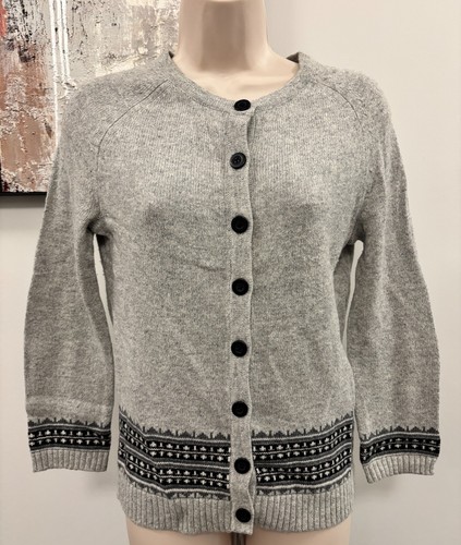 Banana Republic Womens S Gray Fair Isle Wool Cardigan