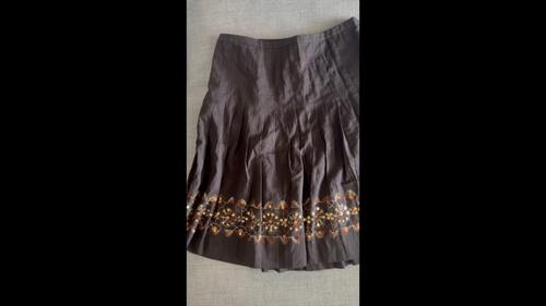 LOFT Linen Pleated Skirt Size 4 BNWT Brown Sequin Shimmer - photo 2