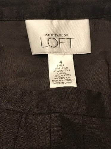 LOFT Linen Pleated Skirt Size 4 BNWT Brown Sequin Shimmer - photo 5