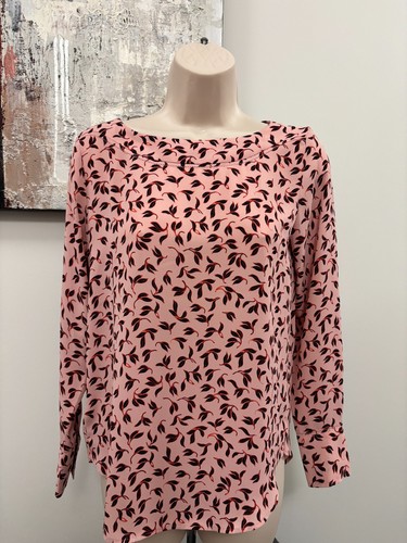 Ann Taylor Blouse XS Petite XSP BNWT Pink Leaf Print