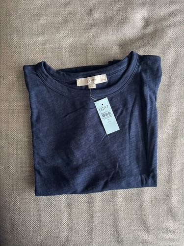 LOFT Side Button Tee Medium Petite MP BNWT Navy Blue - photo 4