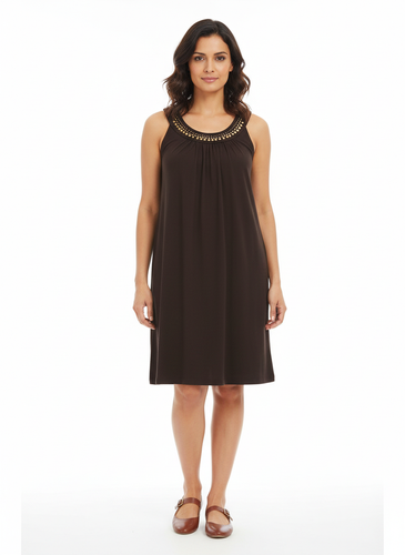 LOFT Ann Taylor Womens MP Brown Gold Sequin Shift Dress