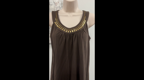 LOFT Ann Taylor Womens MP Brown Gold Sequin Shift Dress - photo 2