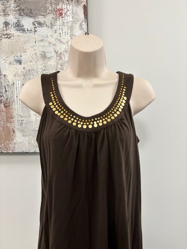 LOFT Ann Taylor Womens MP Brown Gold Sequin Shift Dress - photo 3