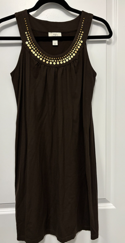 LOFT Ann Taylor Womens MP Brown Gold Sequin Shift Dress - photo 5