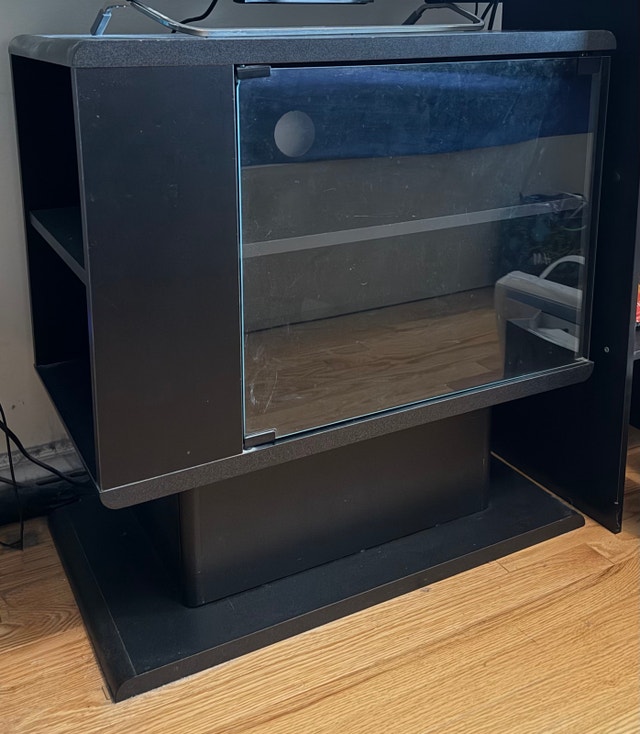 Black Media Console with Glass Door