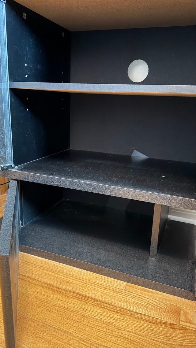 Black Media Console with Glass Door - photo 3