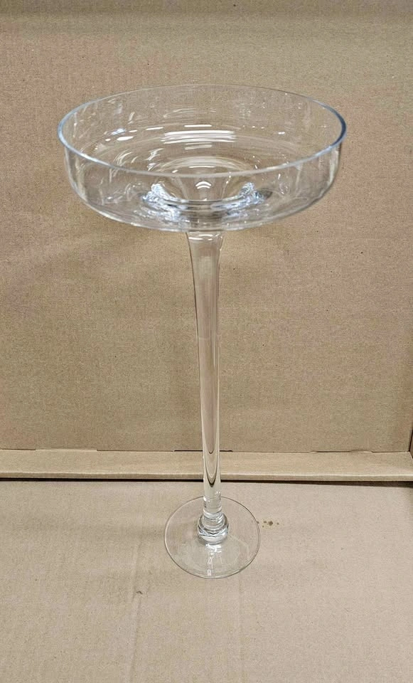 Elegant 20" Tall Long-Stemmed Clear Glass Vase