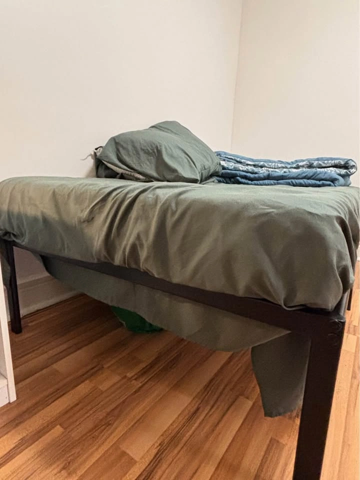 Twin Metal Bed Frame with Mattress and Bedding - photo 2