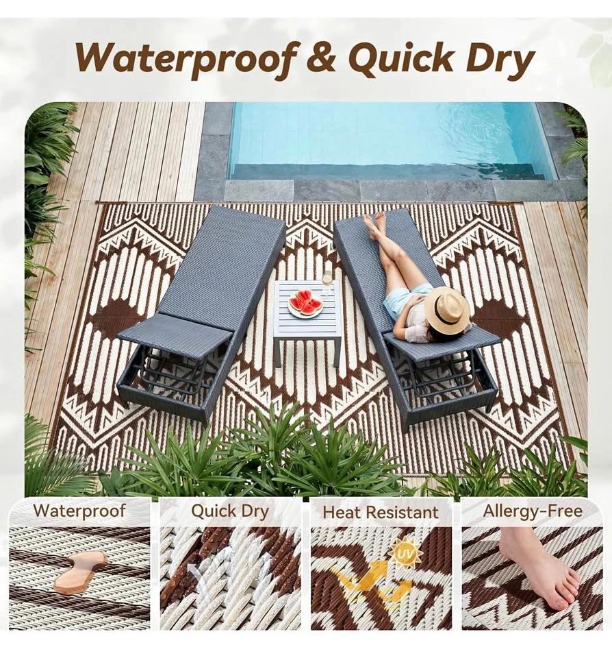 New 6x9 ft Boho Waterproof Outdoor Rug