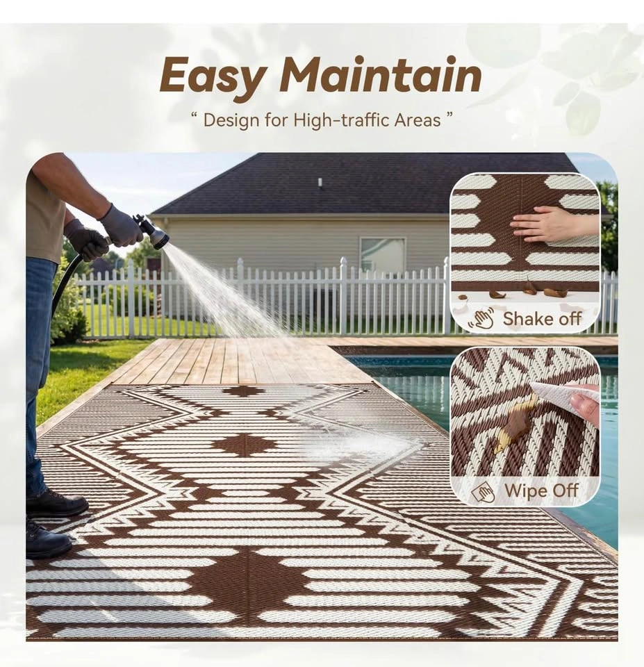 New 6x9 ft Boho Waterproof Outdoor Rug - photo 2