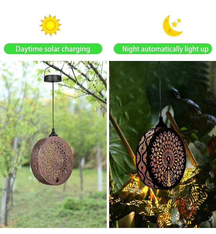 New 2 Pack Solar Wind Chimes 43" Peacock Lantern - photo 4