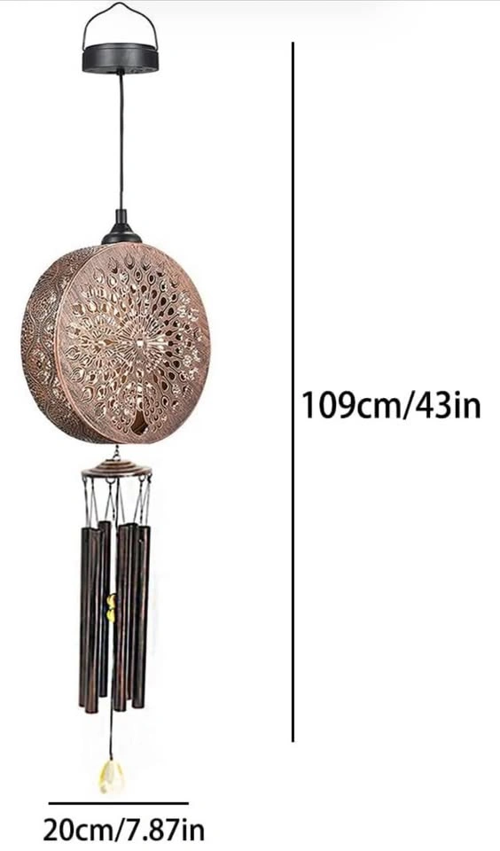 New 2 Pack Solar Wind Chimes 43" Peacock Lantern - photo 5