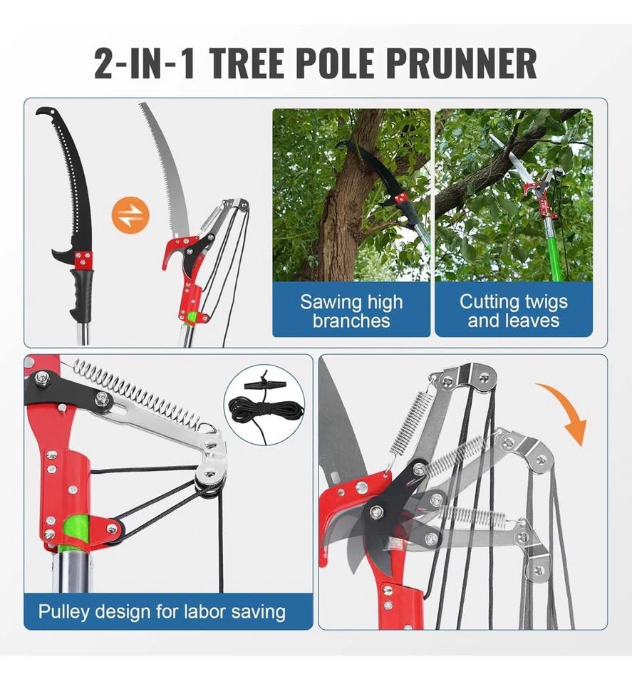 New 30 Ft Manual Pole Saw, Extendable Tree Pruner Set - photo 3