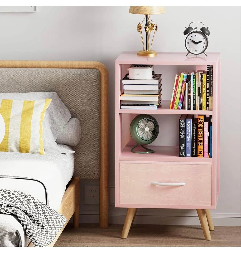 New Pink Kids Nightstand with Drawer and Open Storage - photo 4