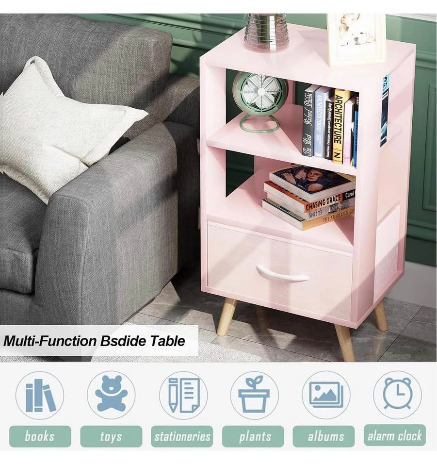 New Pink Kids Nightstand with Drawer and Open Storage - photo 5