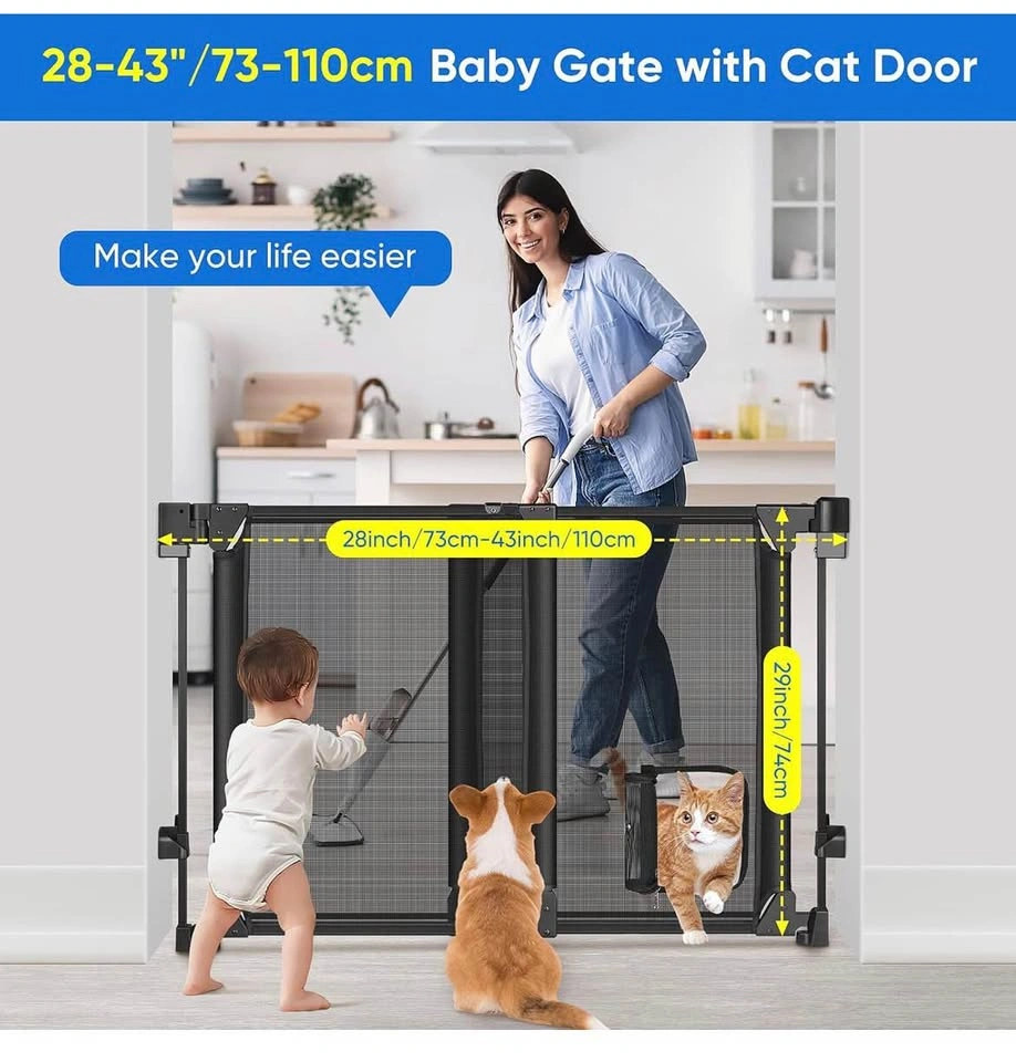 New Upgraded 28-43" Baby Gate with Cat Door - photo 3