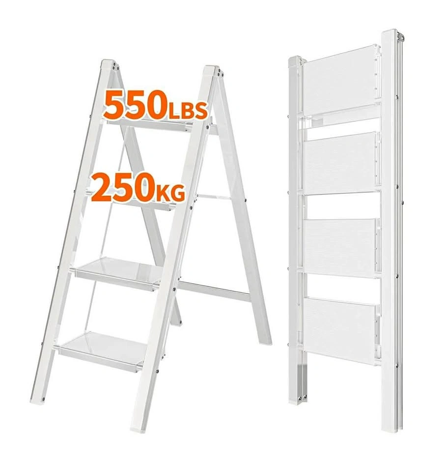 4-Step Aluminum Ladder, Lightweight Folding Step Stool
