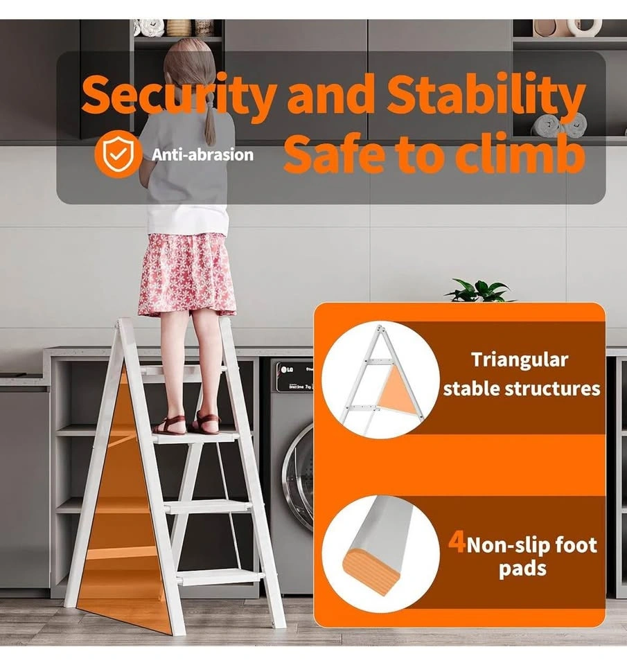 4-Step Aluminum Ladder, Lightweight Folding Step Stool - photo 3
