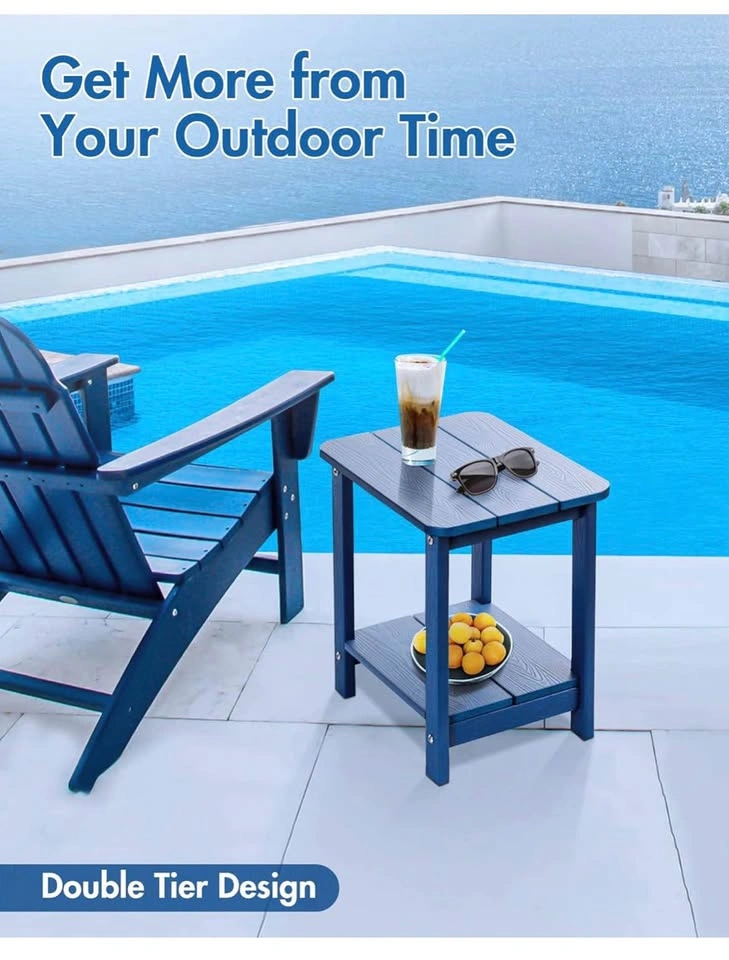 New 2-Tier Outdoor Side Table - Navy Blue - photo 3