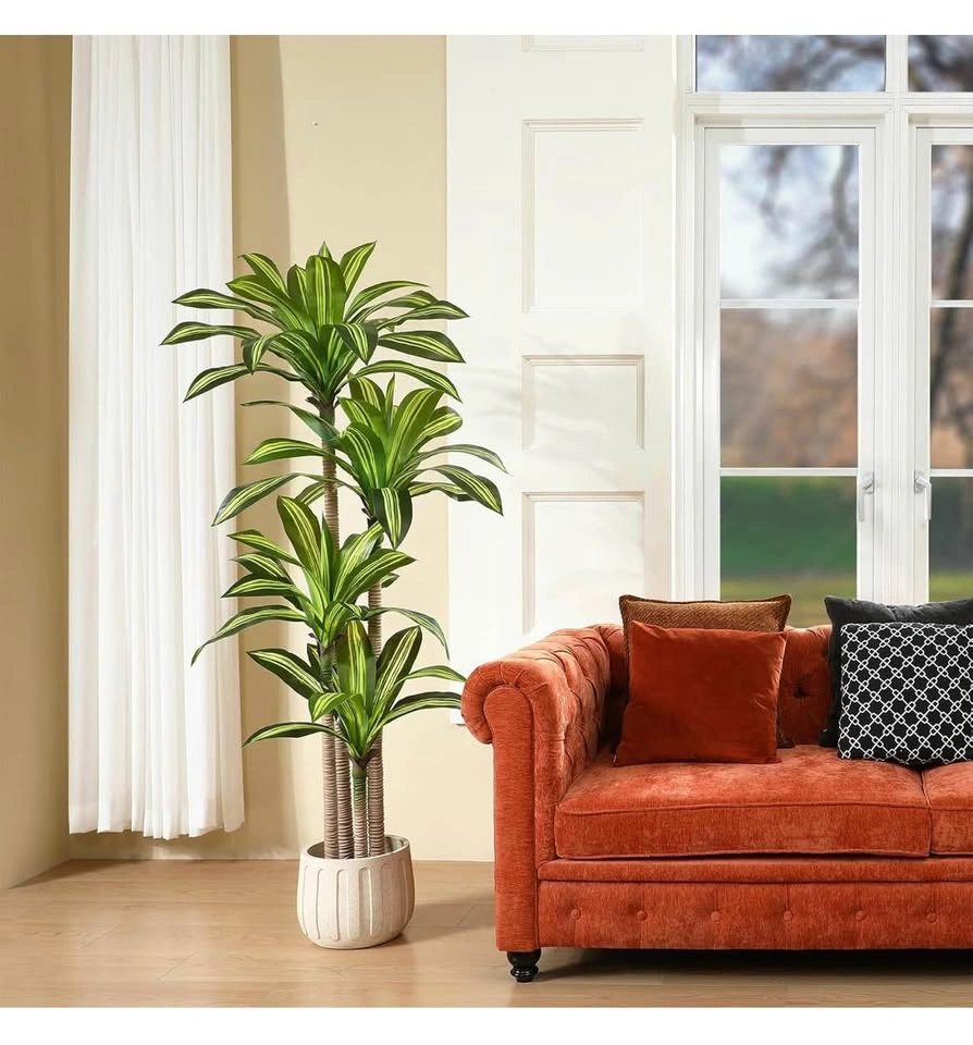 6Ft Artificial Dracaena Tree with Woven Basket - photo 4