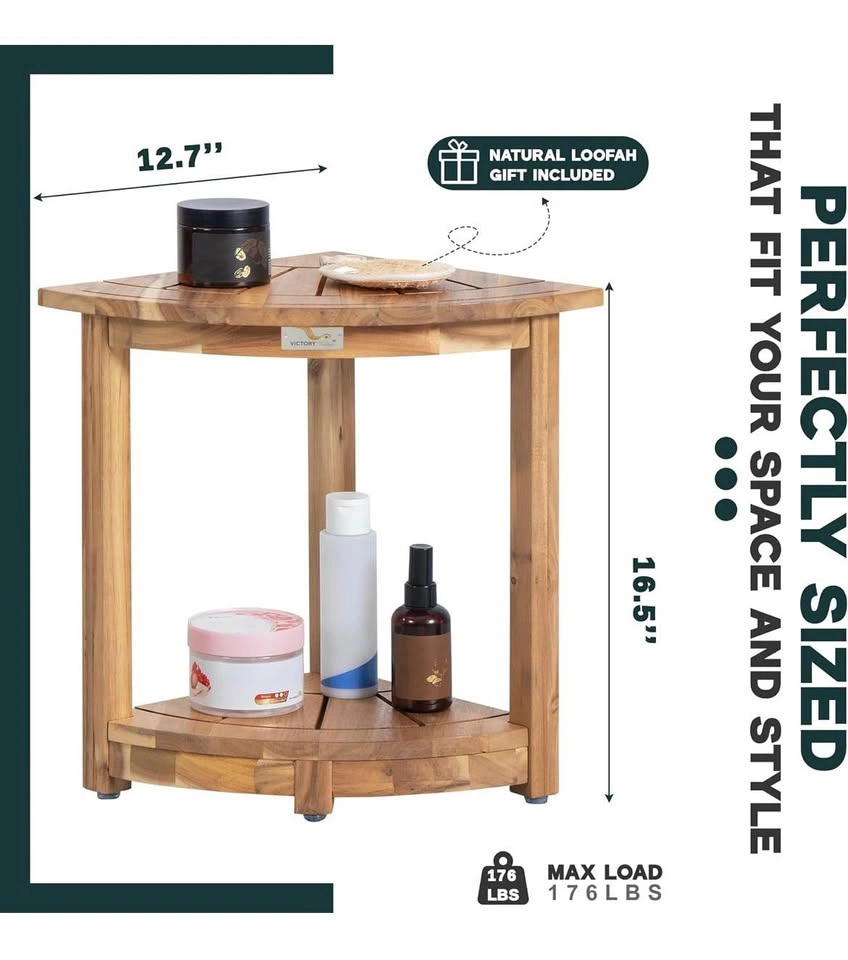 New Acacia Corner Shower Stool with Storage Shelf - photo 3
