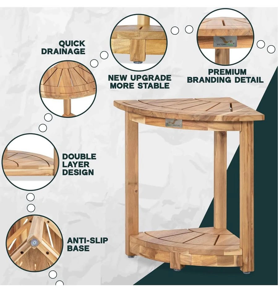 New Acacia Corner Shower Stool with Storage Shelf - photo 4