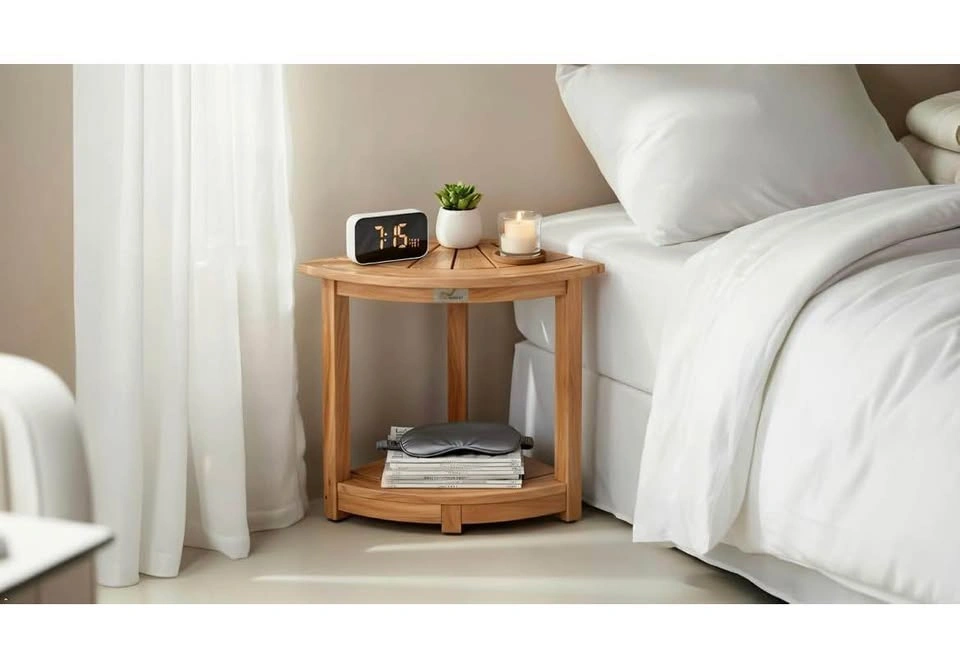 New Acacia Corner Shower Stool with Storage Shelf - photo 5