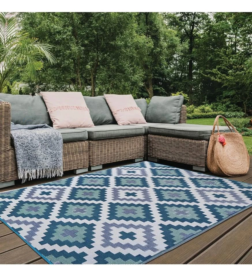 Kilim Design Outdoor Area Rug - Reversible & Waterproof - photo 3