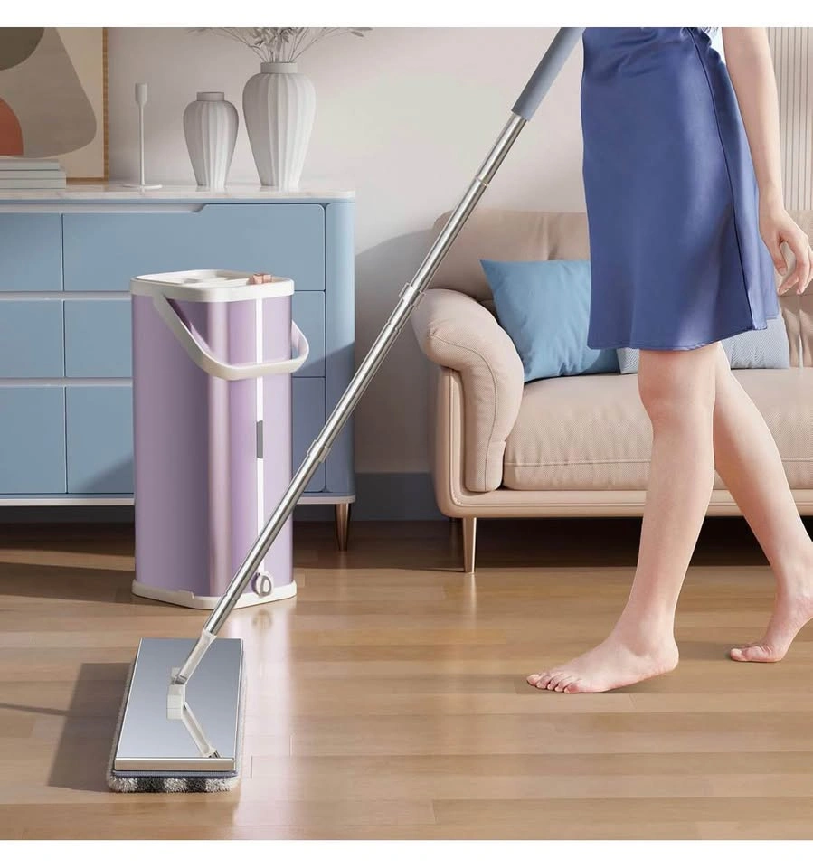 New Pink Flat Mop and Bucket Set with 4 Microfiber Pads - photo 5
