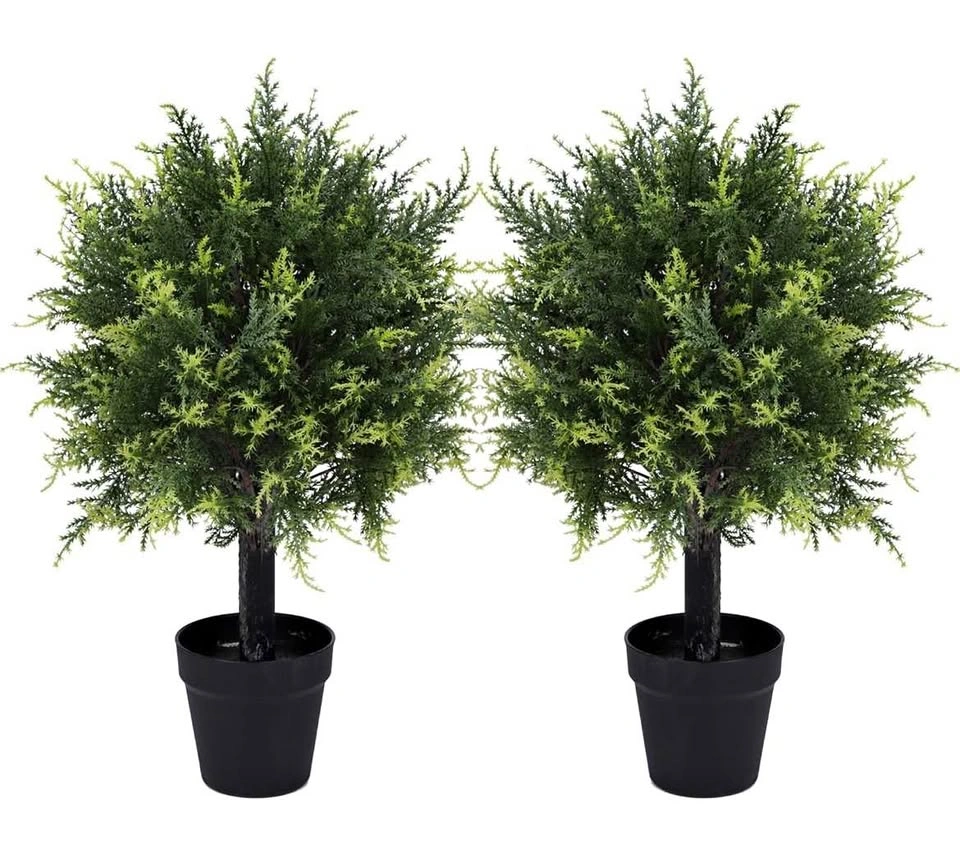 New Artificial Cedar Topiary Tree 58CM 2 Pack