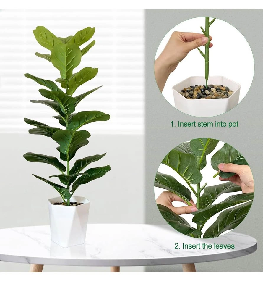 Set of 2 Artificial Fiddle Leaf Fig Trees, 33 Inch - photo 3