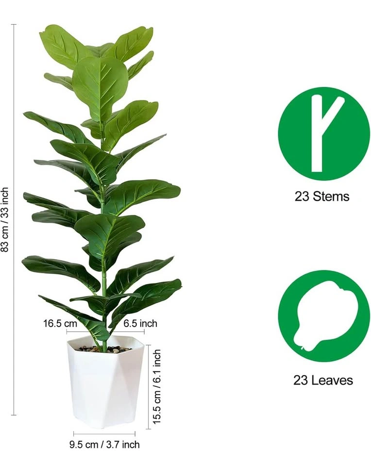 Set of 2 Artificial Fiddle Leaf Fig Trees, 33 Inch - photo 4