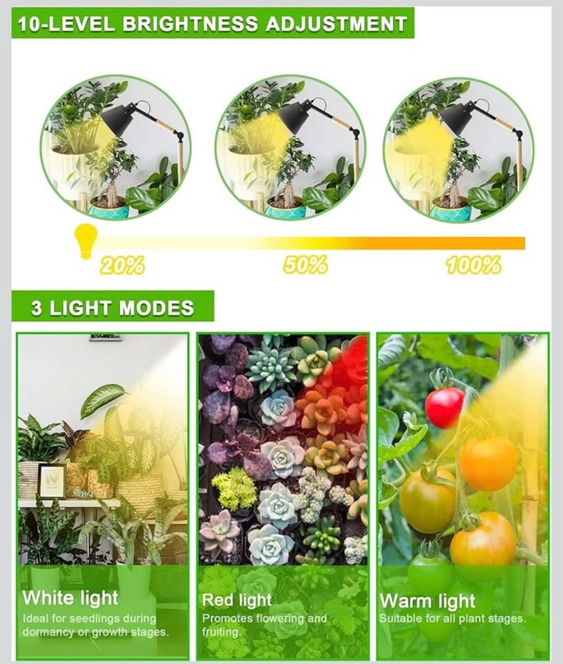 New Standing Plant Grow Light, Full Spectrum LED, 4/8/12H Timer - photo 2