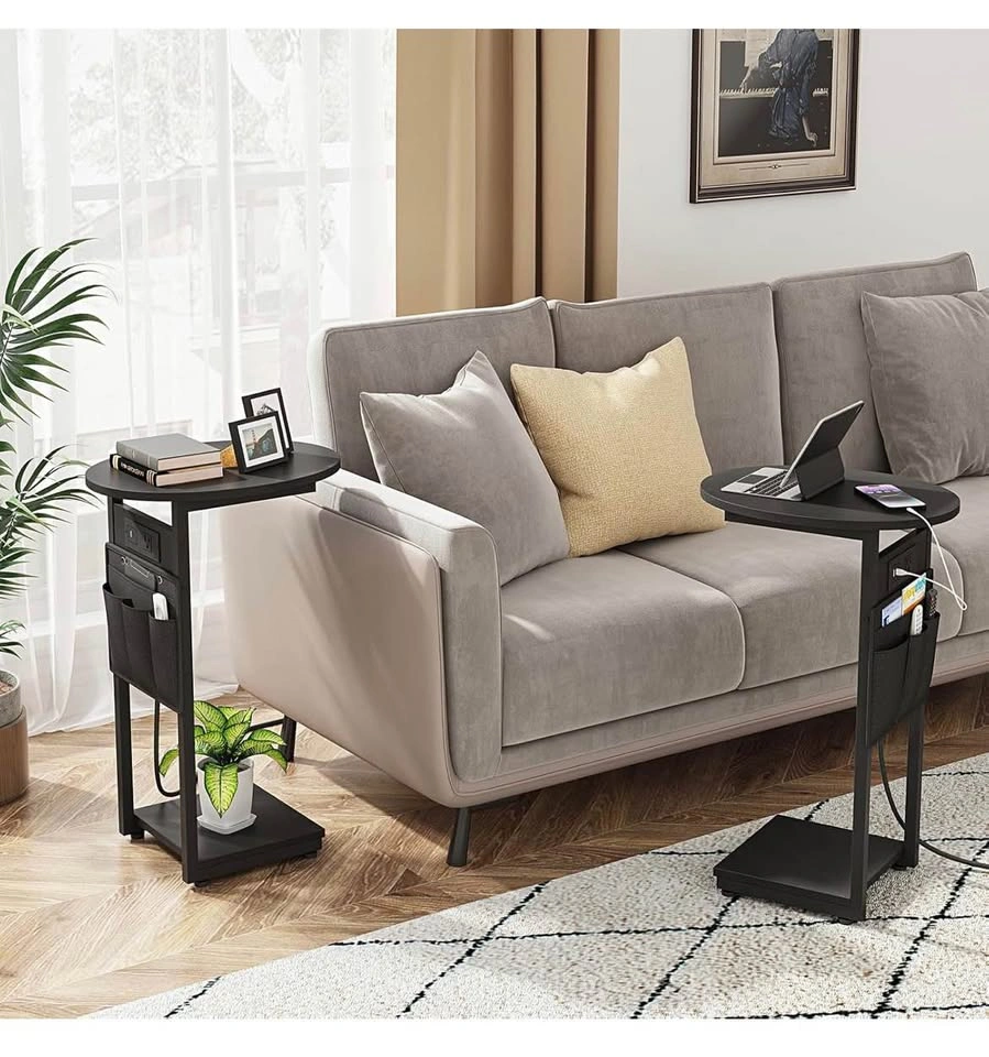 New C Shaped Side Table with Charging Station - photo 4