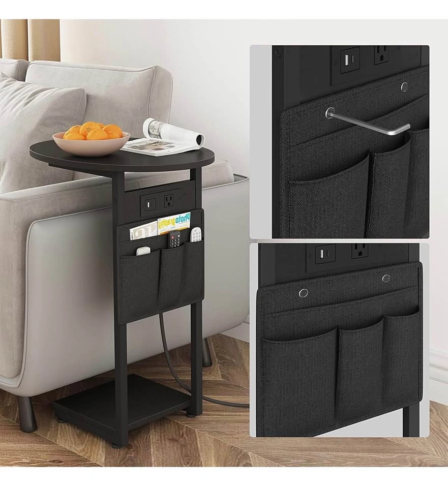 New C Shaped Side Table with Charging Station - photo 5