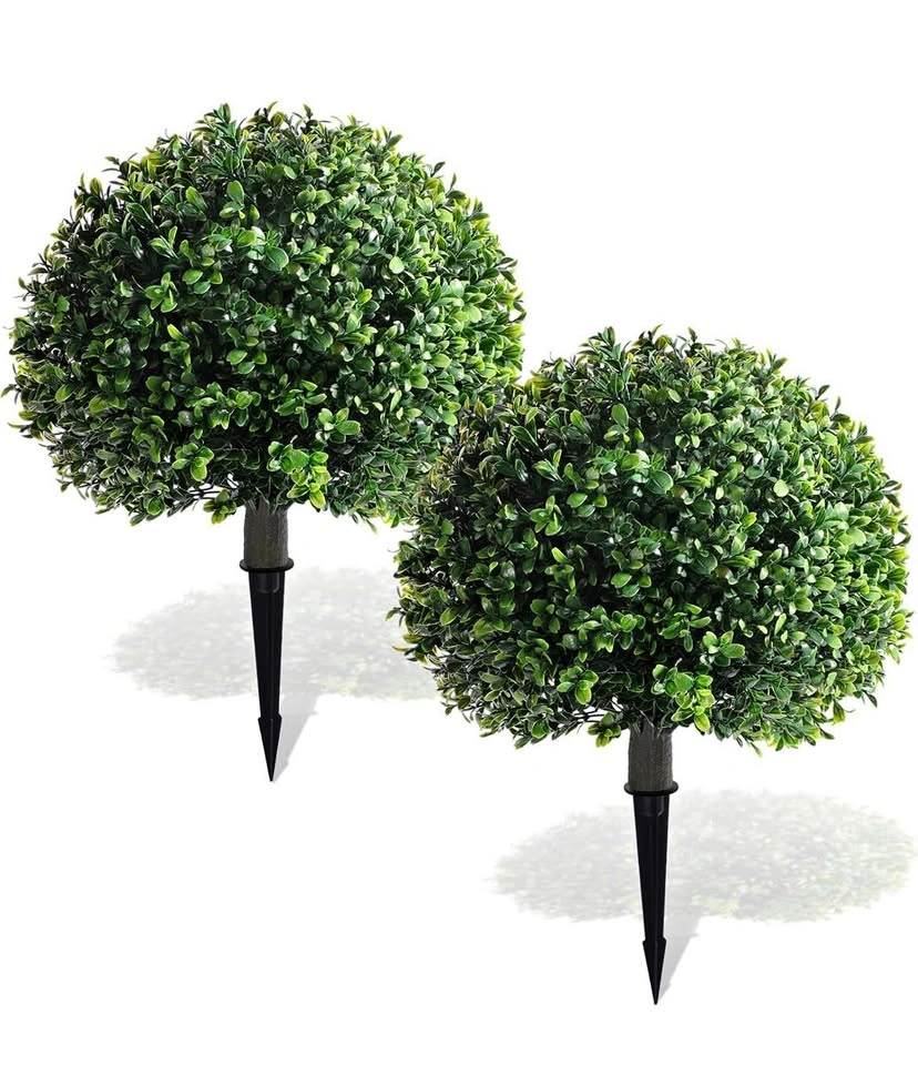 2 Pack 18" Artificial Boxwood Topiary Trees