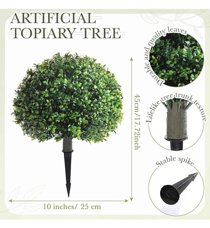 2 Pack 18" Artificial Boxwood Topiary Trees - photo 2