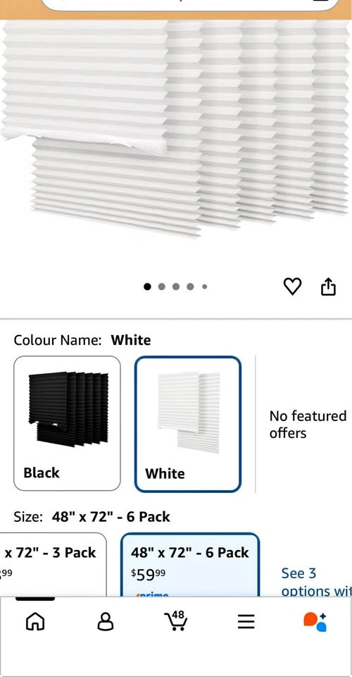 Temporary White Pleated Window Shades - 48" x 72"