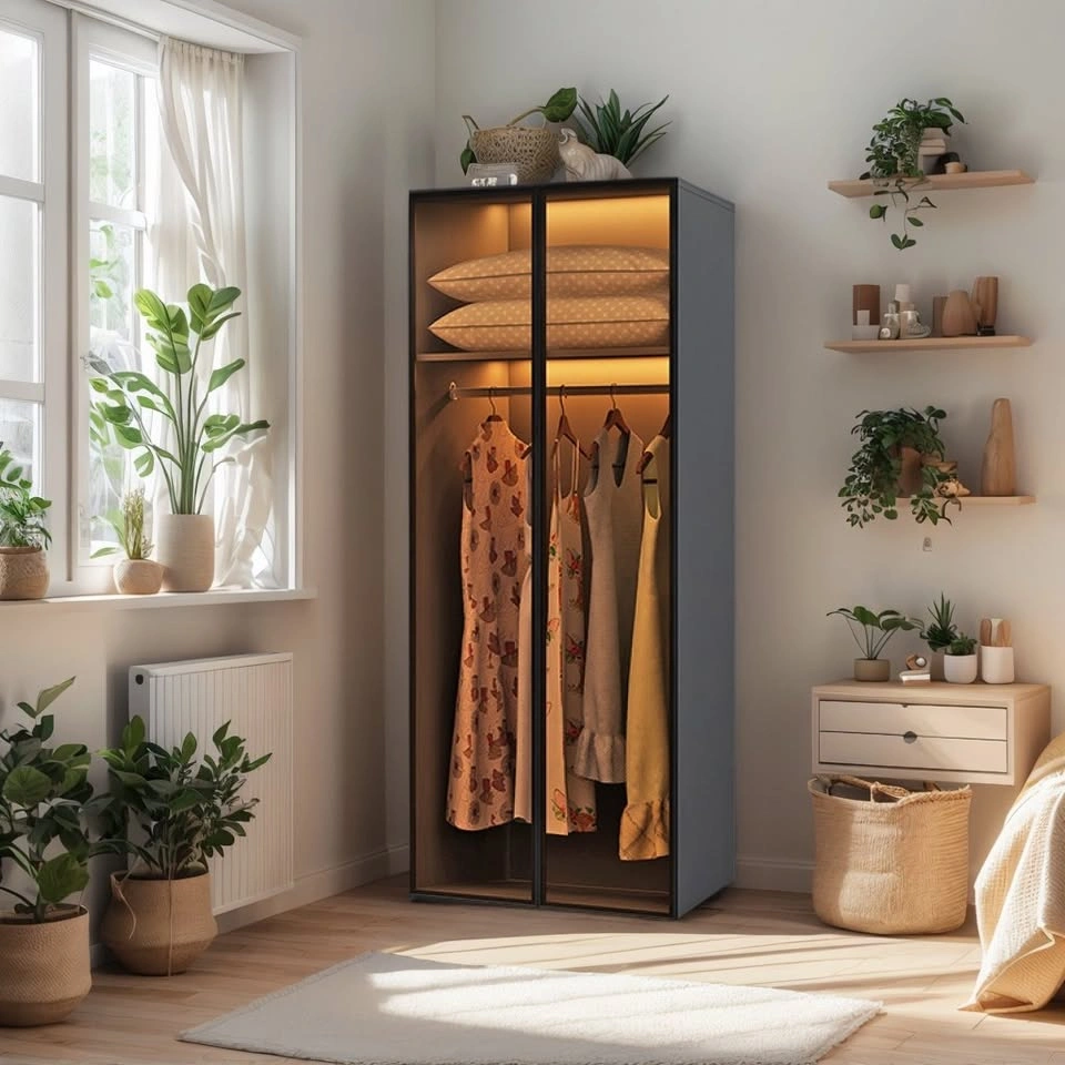CC052 A1807 Modern Minimalist Wardrobe with Glass Doors - photo 2