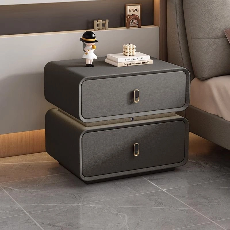 CBD026 A1801 Solid Wood Bedside Table with Leather Wrap - photo 2