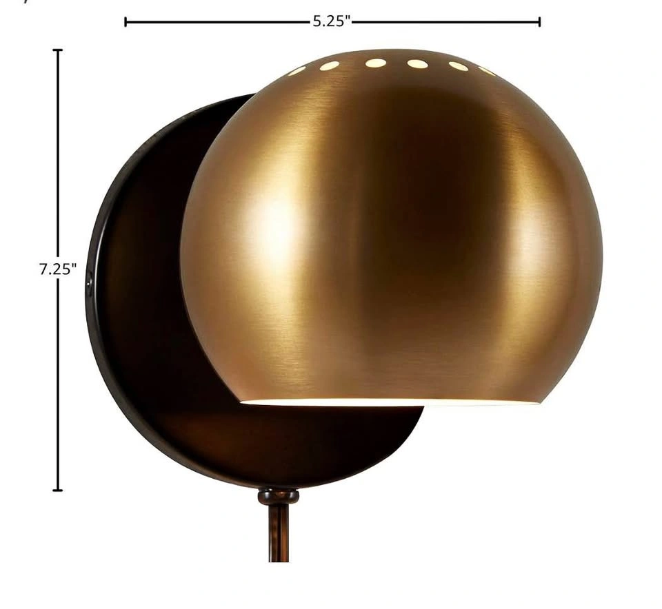 Mid-Century Modern Antique Brass and Black Wall Sconce