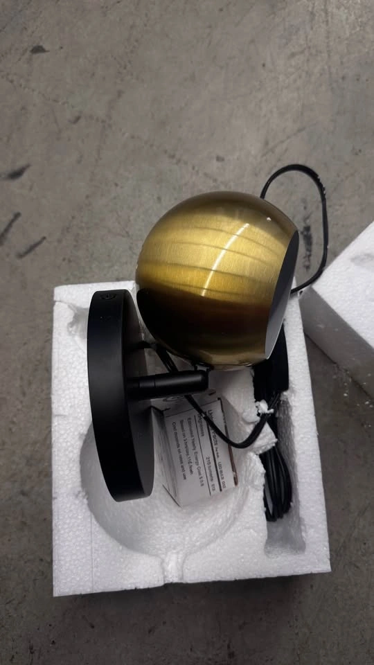 Mid-Century Modern Antique Brass and Black Wall Sconce - photo 3