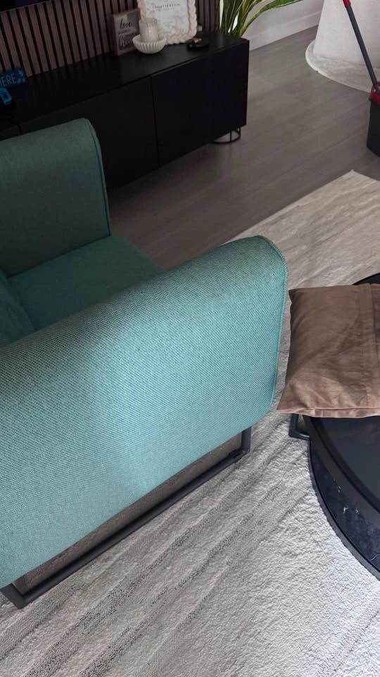 Modern Teal Fabric Armchair with Black Metal Frame - photo 2