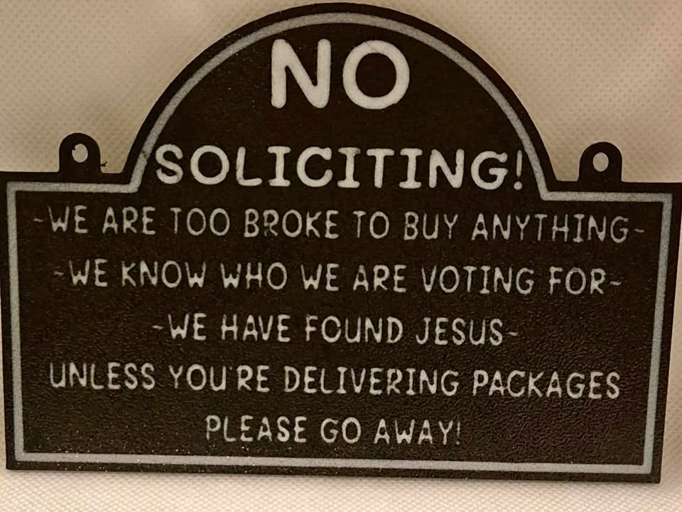 No Soliciting Sign